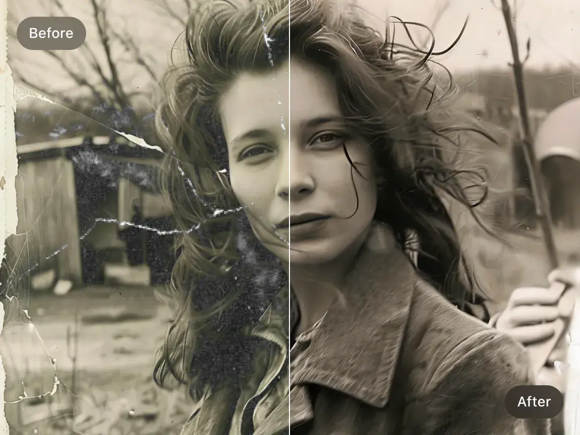Photo of a damaged old photo before AI Repair Old Photos